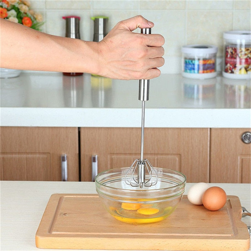 Hand Push Egg Beater Stainless Steel Blender Mixer Whisk Semi-Automatic Egg New