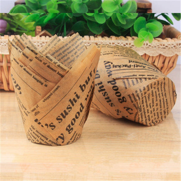 Newspaper Style Cupcake Liners for Baking